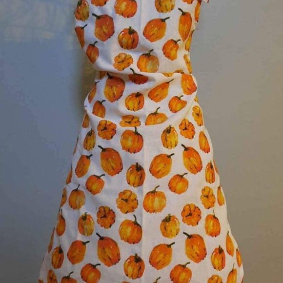 Pumpkin Apron Pumpkins Pattern Printed Design Cotton Washable Fall Harvest NWT - Picture 2 of 6
